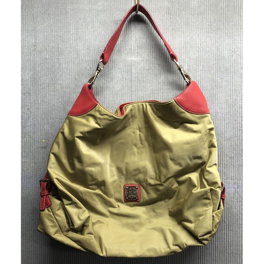 Dooney & Bourke Canvas Nylon Purse Shoulder Bag Tan & Red